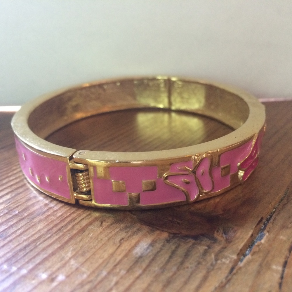 Enamel Cuff Bracelet pink butterflies!